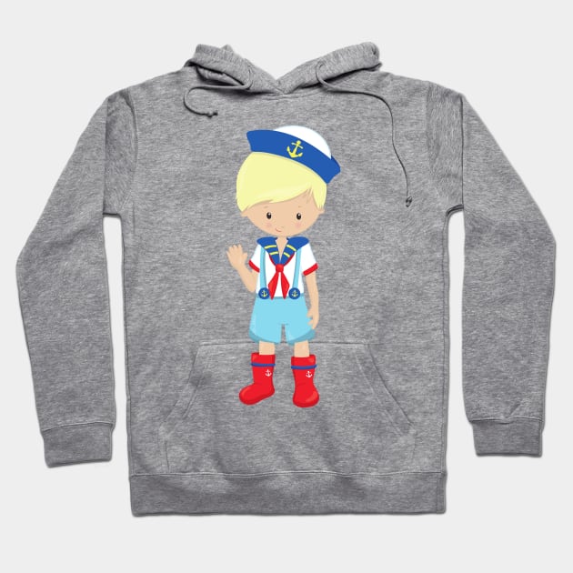 Boat Captain, Skipper, Blond Hair, Cute Boy Hoodie by Jelena Dunčević